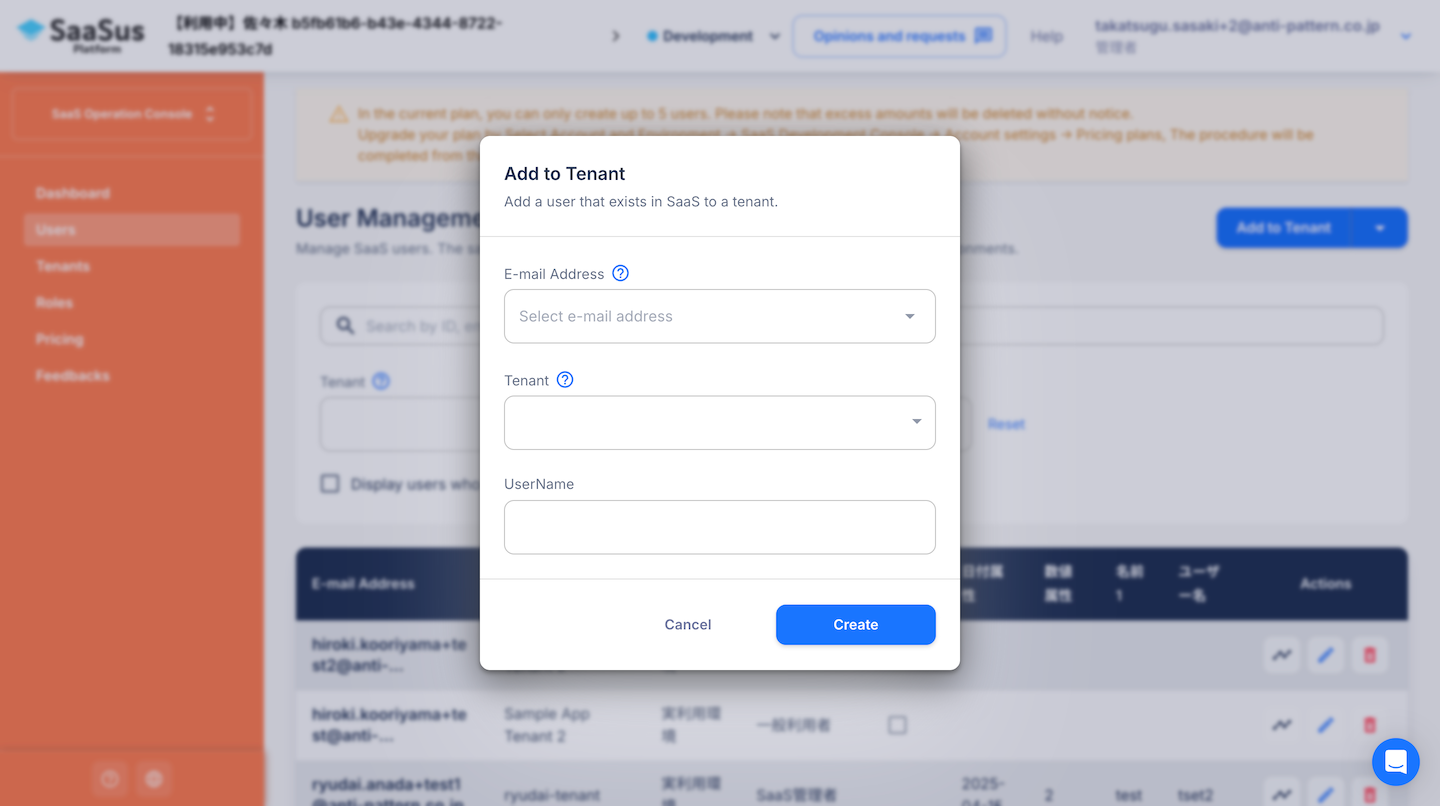 Add to tenant