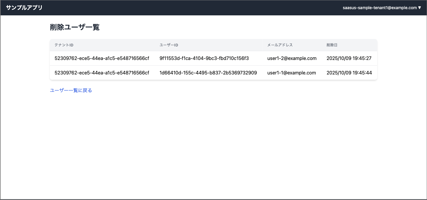 User Deletion Log Screen