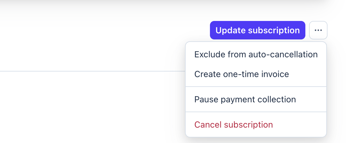 Exclude a subscription from auto-cancellation in the Stripe dashboard